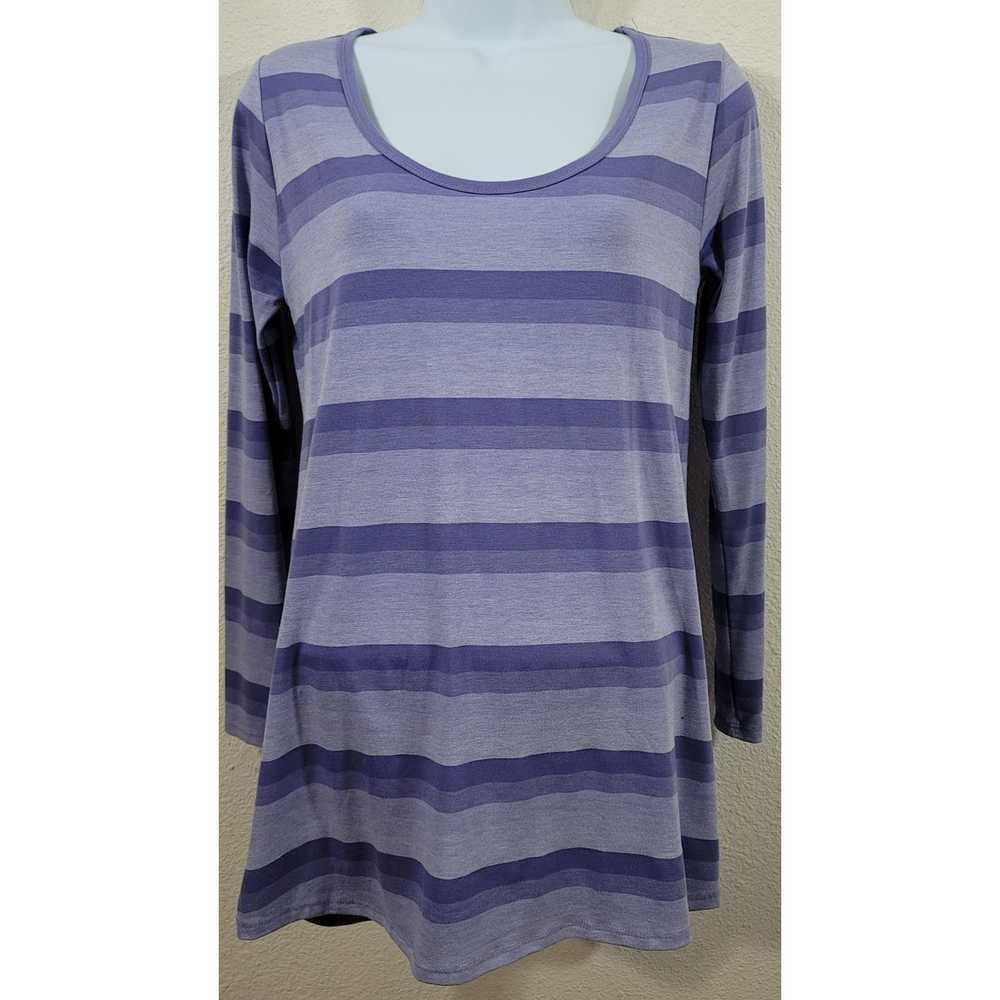 Other LuLaRoe Purple Heathered Striped Top XS Rou… - image 1