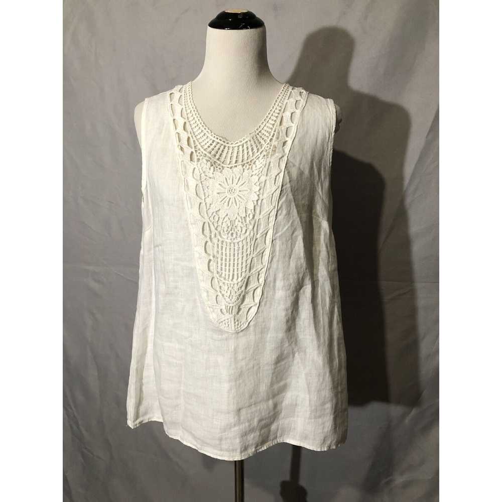 Unbrnd PIAZZA ROMA 100% Linen White Sleeveless To… - image 1