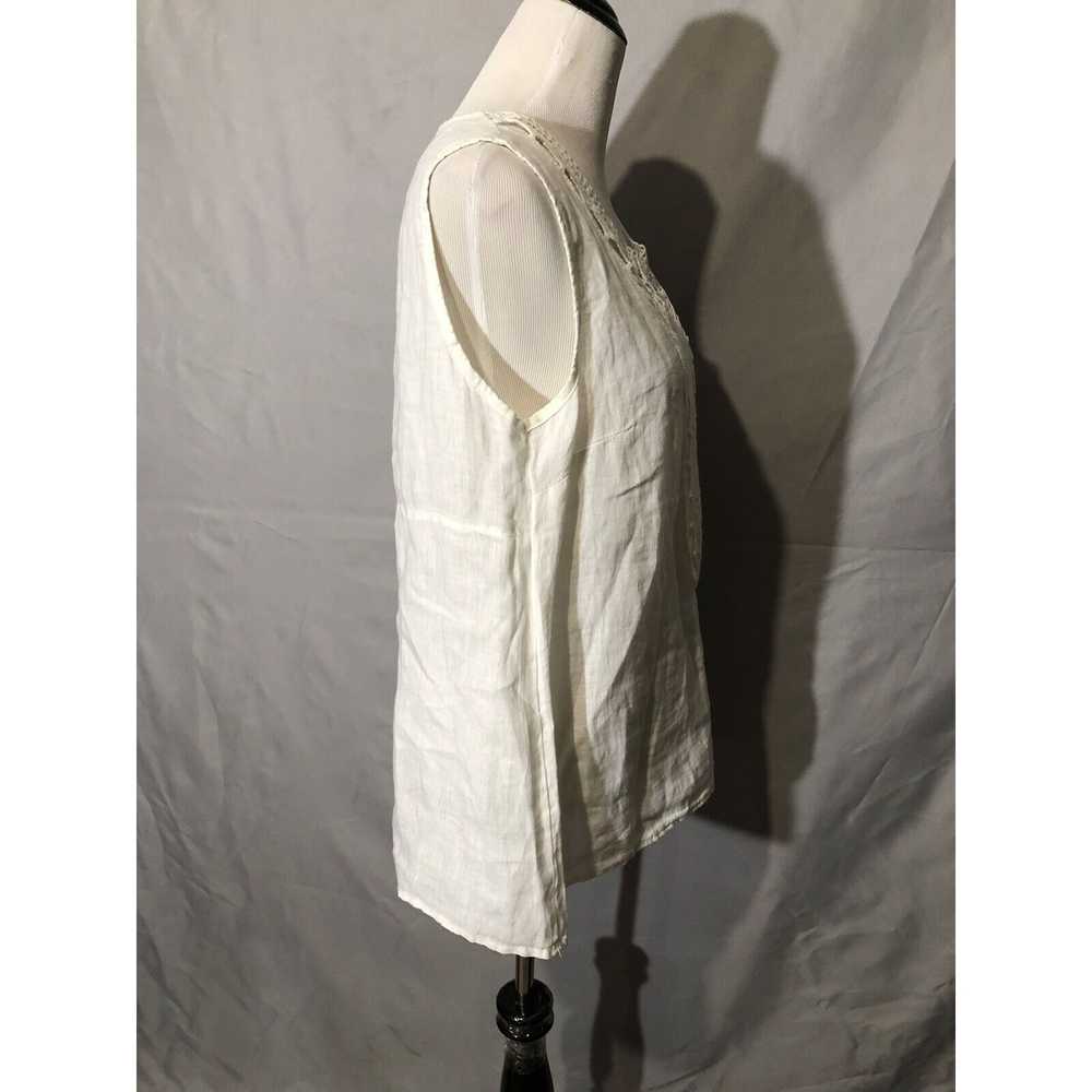 Unbrnd PIAZZA ROMA 100% Linen White Sleeveless To… - image 3