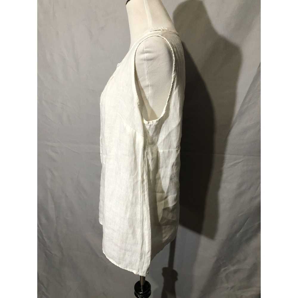 Unbrnd PIAZZA ROMA 100% Linen White Sleeveless To… - image 5