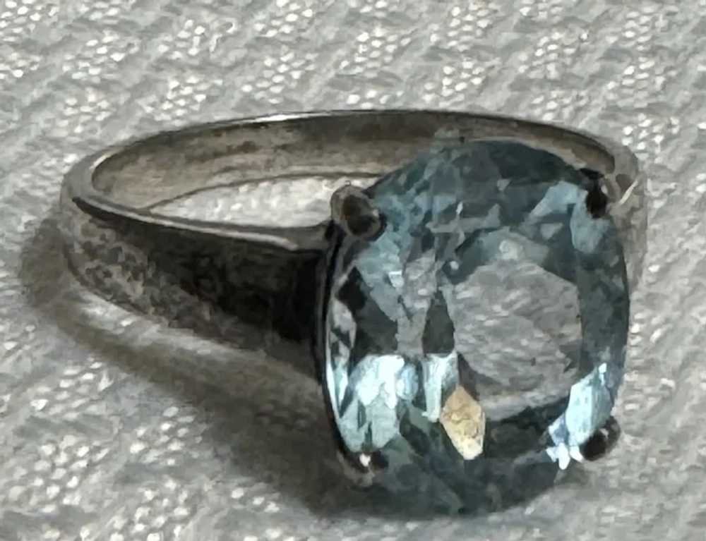 Vintage Sterling .925 & Faceted Oval Blue Topaz R… - image 2