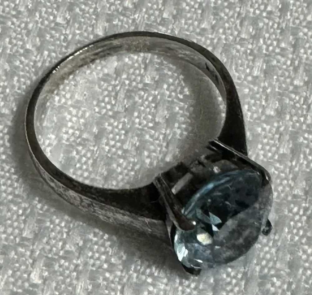 Vintage Sterling .925 & Faceted Oval Blue Topaz R… - image 5