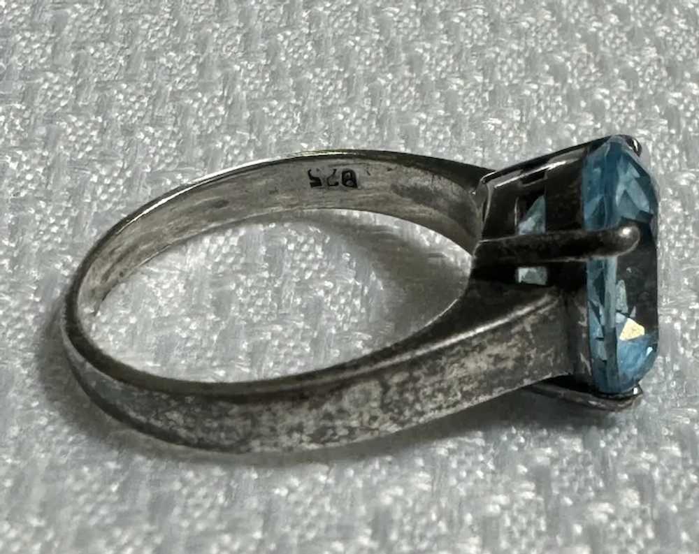 Vintage Sterling .925 & Faceted Oval Blue Topaz R… - image 6