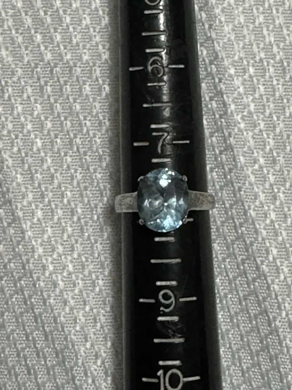 Vintage Sterling .925 & Faceted Oval Blue Topaz R… - image 7