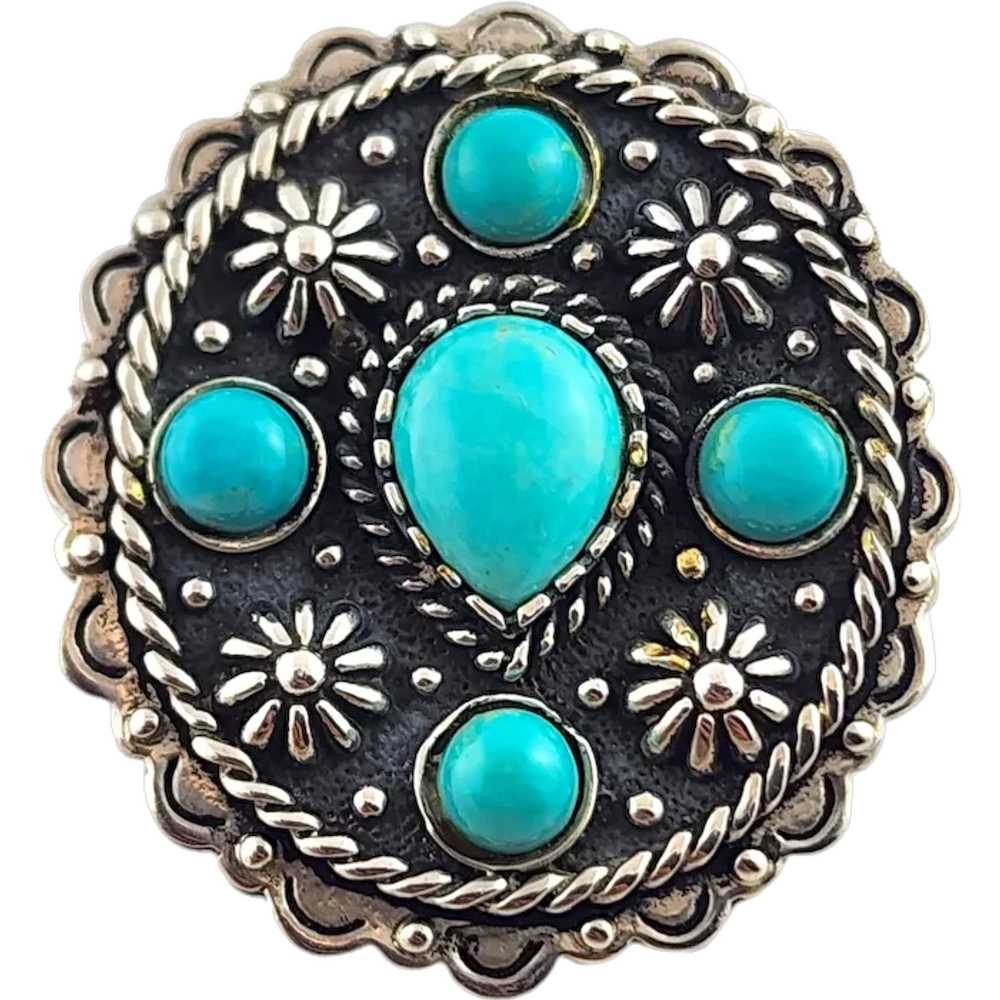 Carol Felley Sterling Silver Turquoise Pendant/Mo… - image 1