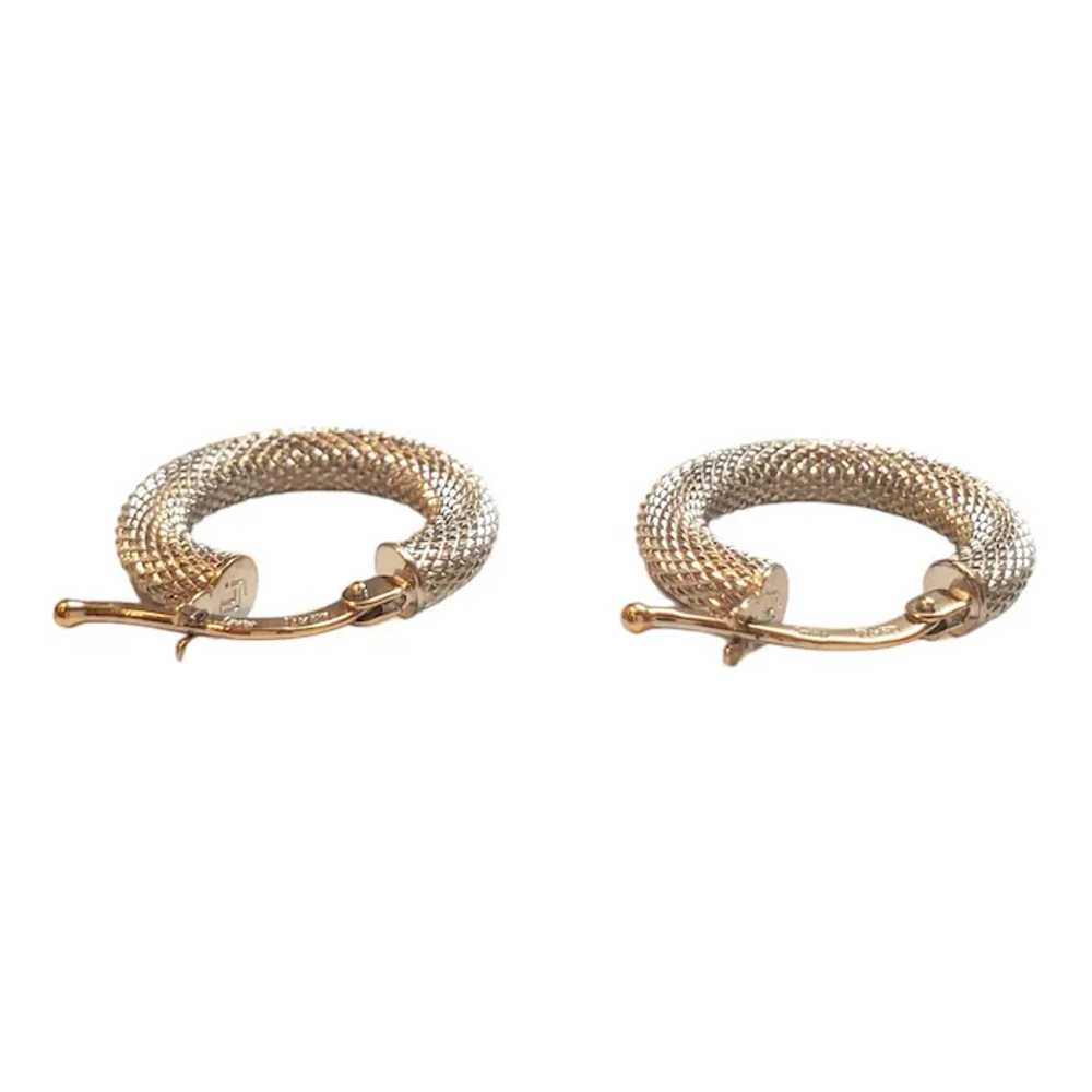 14K White Gold Textured Snake Skin Hoop Earrings … - image 10