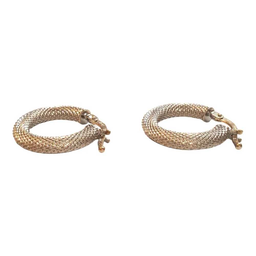 14K White Gold Textured Snake Skin Hoop Earrings … - image 8