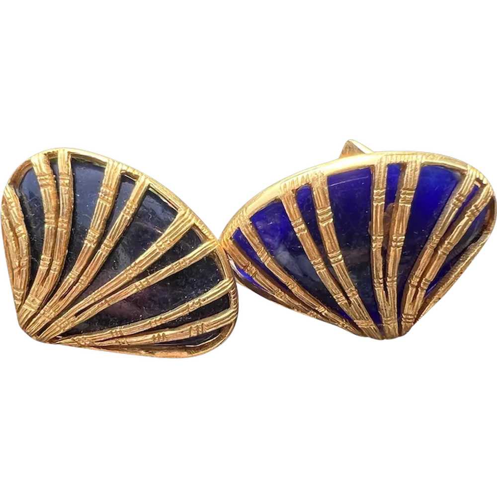 18K Yellow Gold and Lapis Lalaounis Earrings - image 1