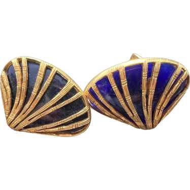 18K Yellow Gold and Lapis Lalaounis Earrings - image 1