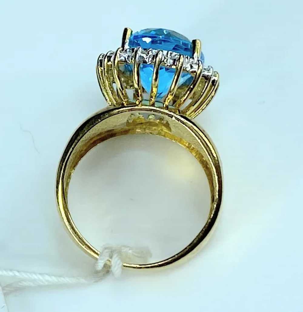 London Blue Oval Topaz 14K Yellow Gold Diamond Ri… - image 2