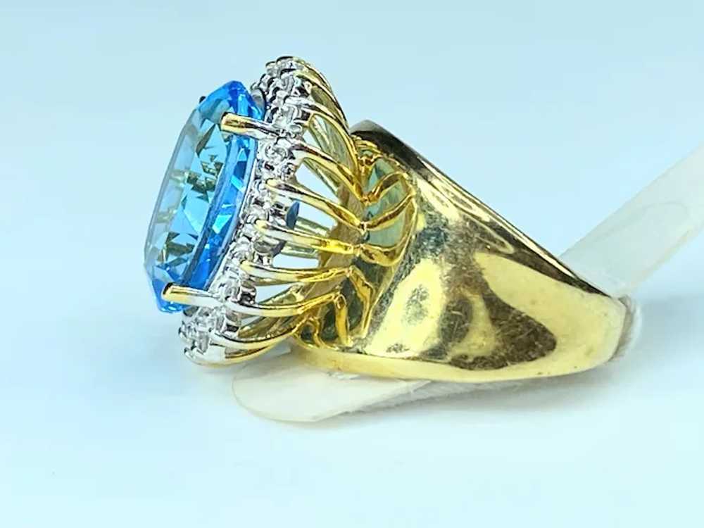 London Blue Oval Topaz 14K Yellow Gold Diamond Ri… - image 4