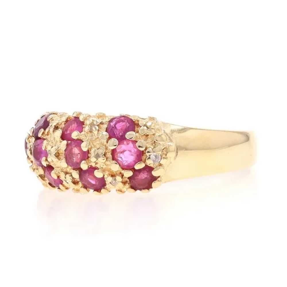 Yellow Gold Ruby Diamond Band - 14k Round 1.24ctw… - image 3