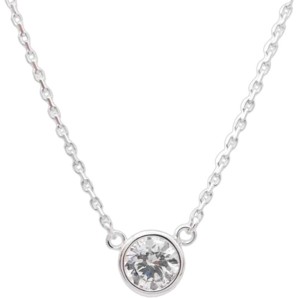 Bezel Diamond Station Necklace .40 ct Round 14k W… - image 1