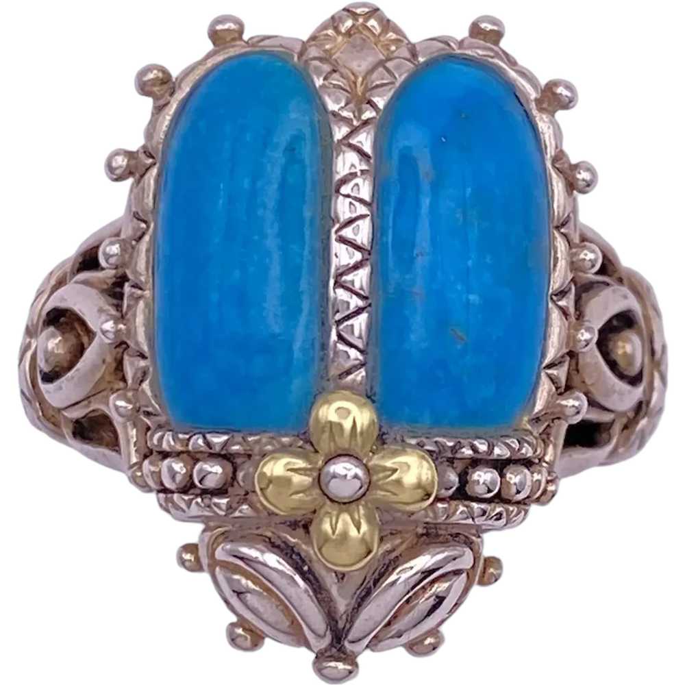 Retired Barbara Bixby Scarab Ring 18K Sterling Si… - image 1