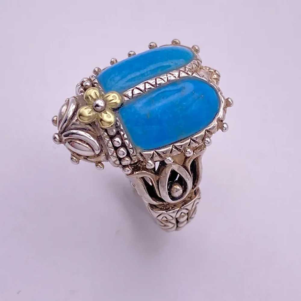 Retired Barbara Bixby Scarab Ring 18K Sterling Si… - image 3