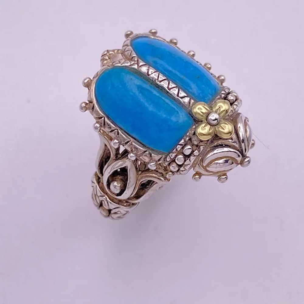 Retired Barbara Bixby Scarab Ring 18K Sterling Si… - image 5