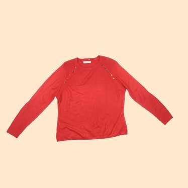 Vintage Red Crew Neck Knit Jumper for Women by Per