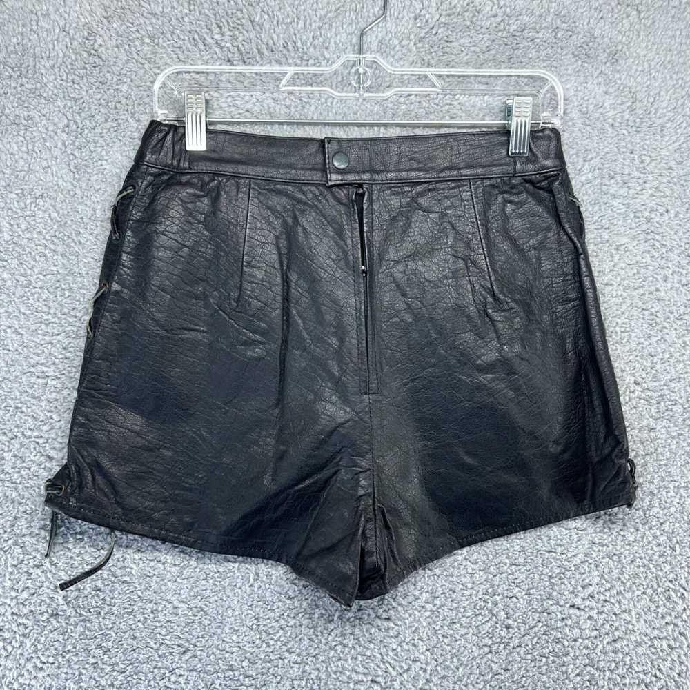 Vintage Vintage Leather Shorts Womens 9/10 Black … - image 1