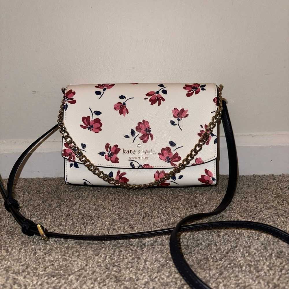 White Floral Tea Garden Crossbody Kate Spade Purs… - image 1