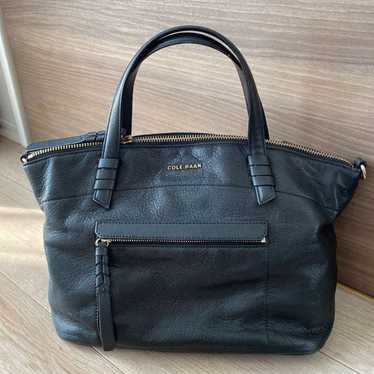 COLE HAAN black leather tote bag handbag - image 1