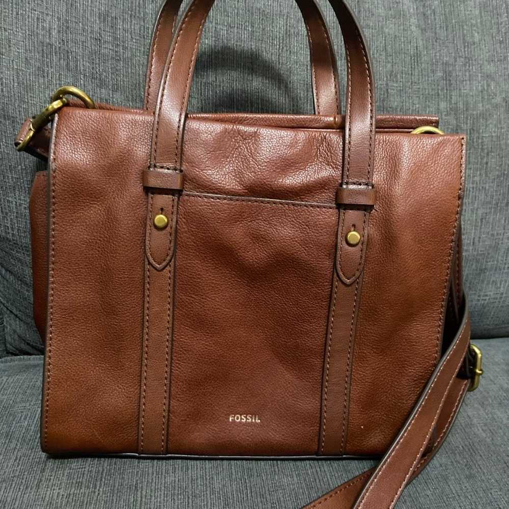 Fossil Kingston Satchel brown crossbody bag - image 2