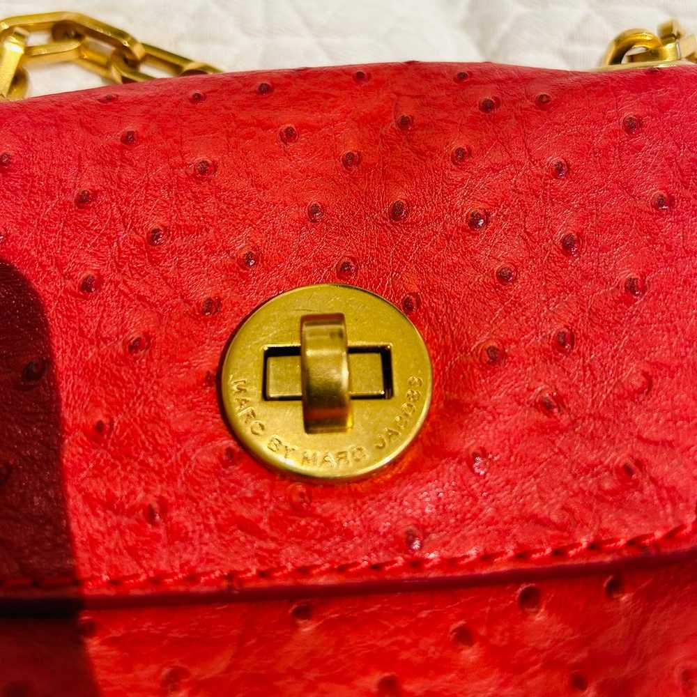 Micheal by Micheal Kors red ostrich bag with gold… - image 12