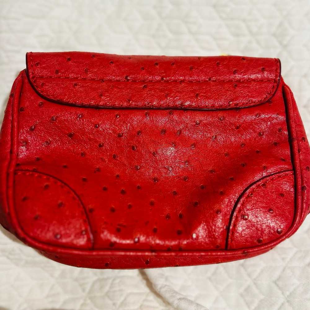 Micheal by Micheal Kors red ostrich bag with gold… - image 7