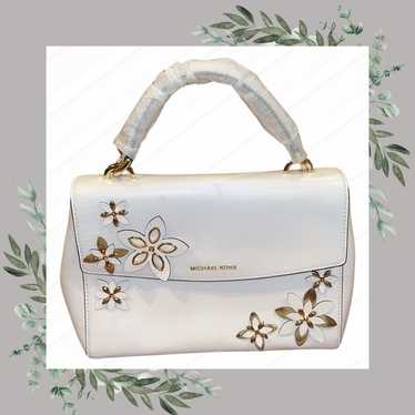 Michael Kors Leather Ava Shoulder Bag White, Flow… - image 1