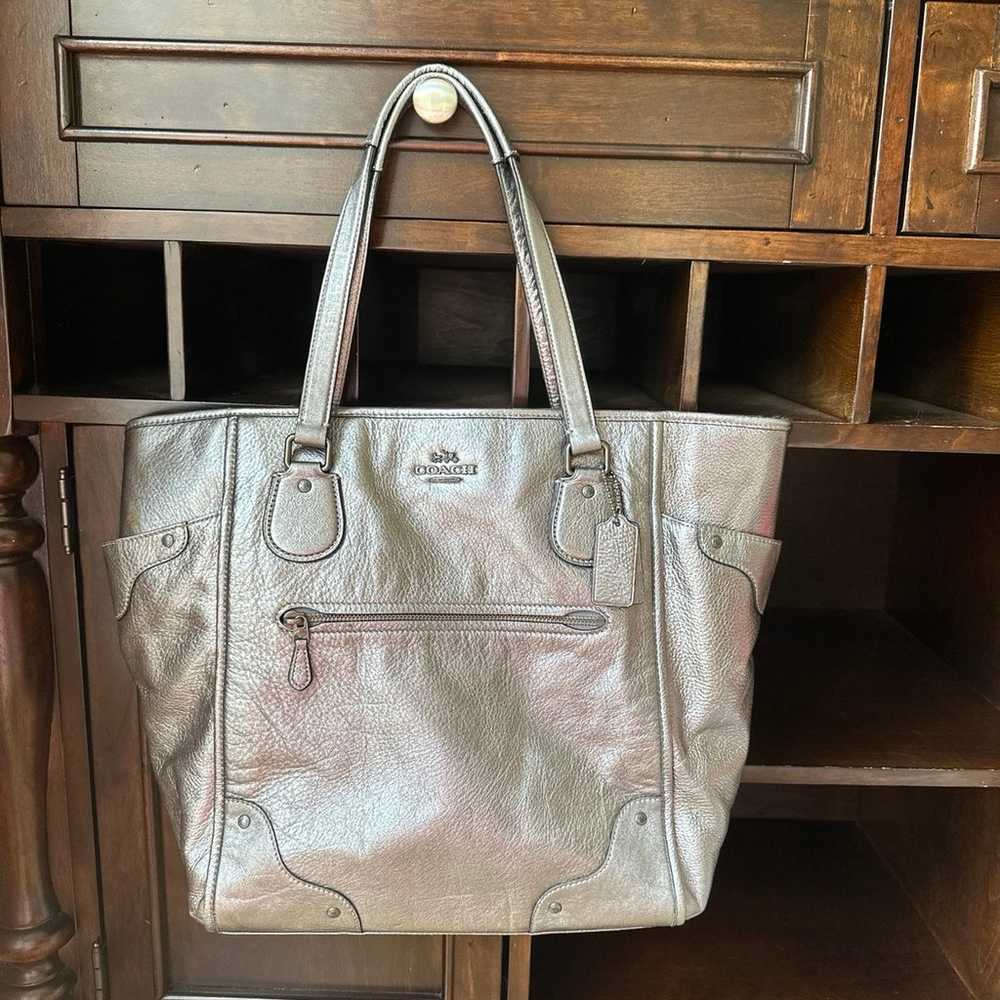 Silver metallic Coach bag - image 1