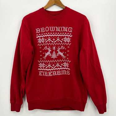 Vintage Browning Christmas Sweater Men's L Red Fi… - image 1