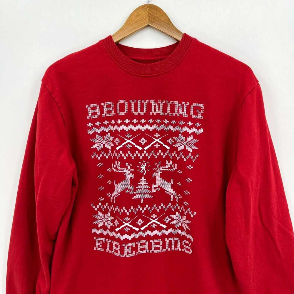 Vintage Browning Christmas Sweater Men's L Red Fi… - image 2