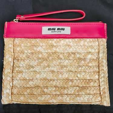 Miu Miu Novelty Straw Logo Pouch - image 1