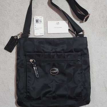 Coach Black Signature Nylon Crossbody Handbag Pur… - image 1