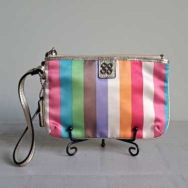 Coach Colorful Striped Wristlet