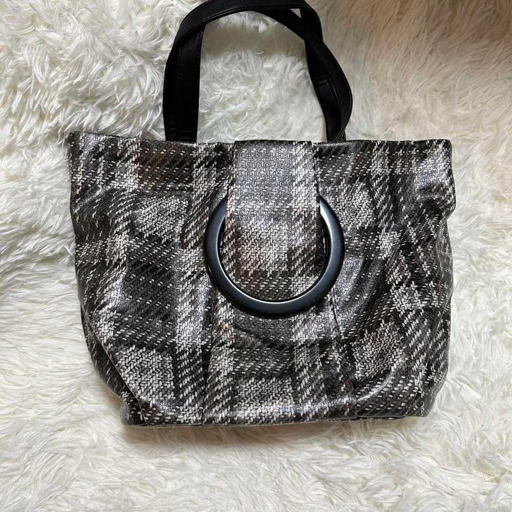 earPAPILLONNER Retro Pop Tote Bag Check Gray Larg… - image 3