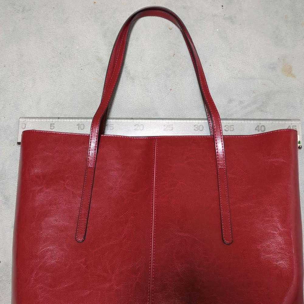 K Ladies Genuine Leather Wine Red Shoulder A4 Lig… - image 11