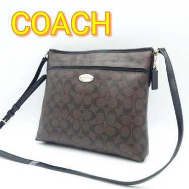 COACH Shoulder Bag Crossbody Signature PVC Brown