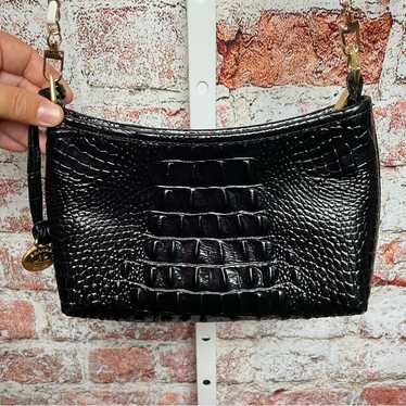 Brahmin Bukka Small Black Croc Leather Crossbody … - image 1