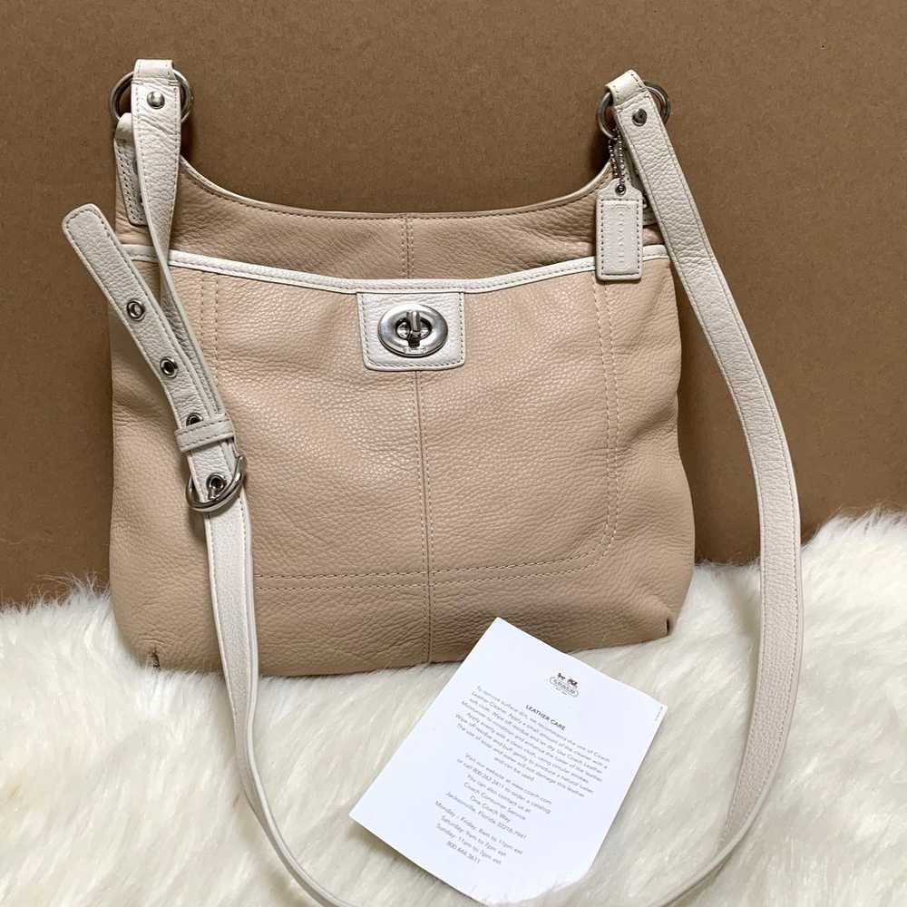 COACH PENELOPE Nude Beige & White Turnlock Hippie… - image 1