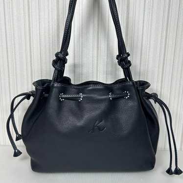 Kitamura genuine leather drawstring handbag with … - image 1