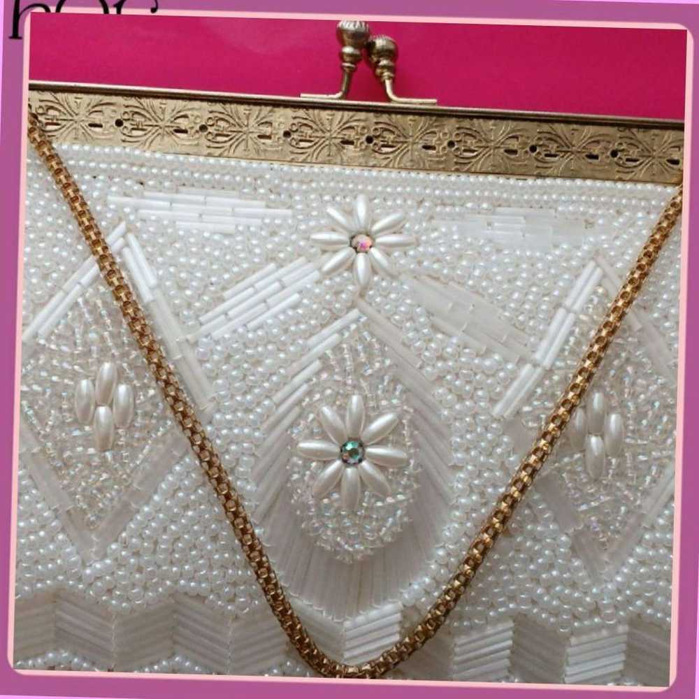 White Bijou Chain Clutch Bag with Gold Chain - image 3