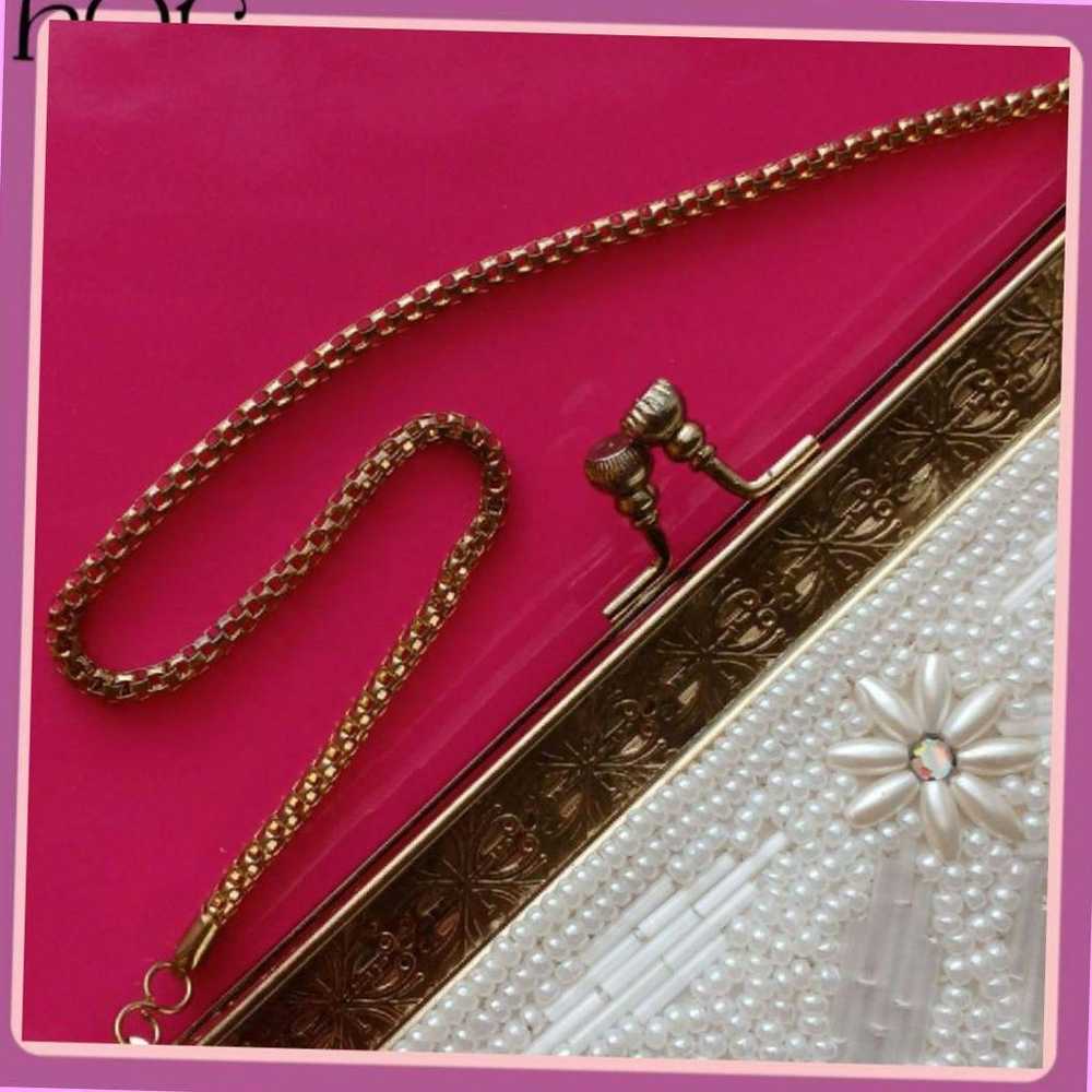 White Bijou Chain Clutch Bag with Gold Chain - image 8