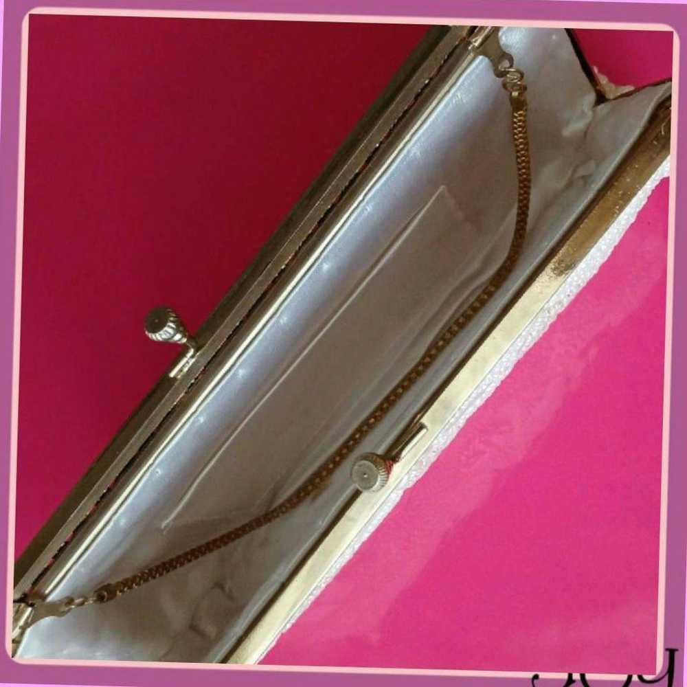 White Bijou Chain Clutch Bag with Gold Chain - image 9