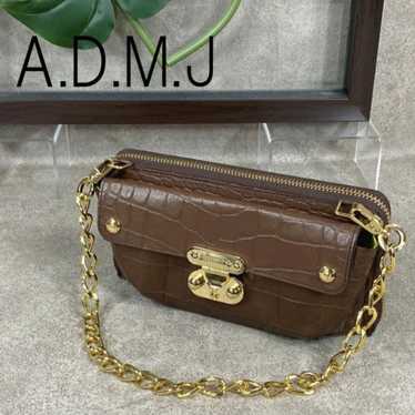 【Unused】ADMJ Chain Wallet Brown Gold Hardware Emb… - image 1