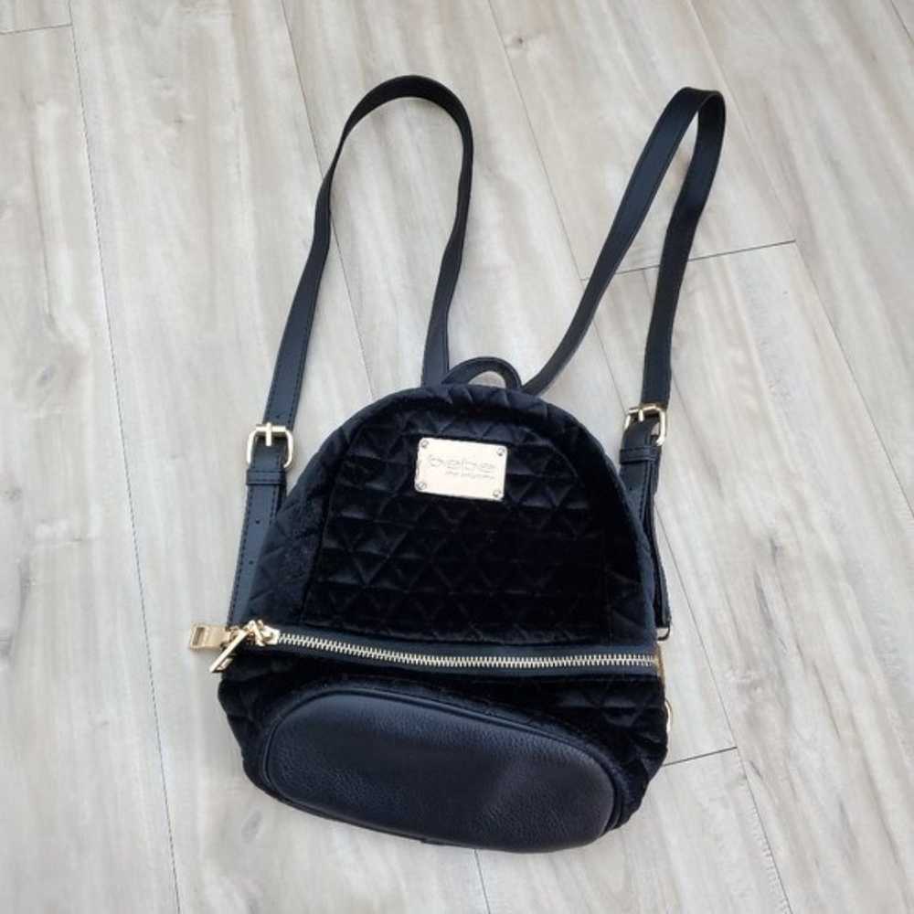 NEW Bebe Black Quilted Velvet Mini Backpack - image 1