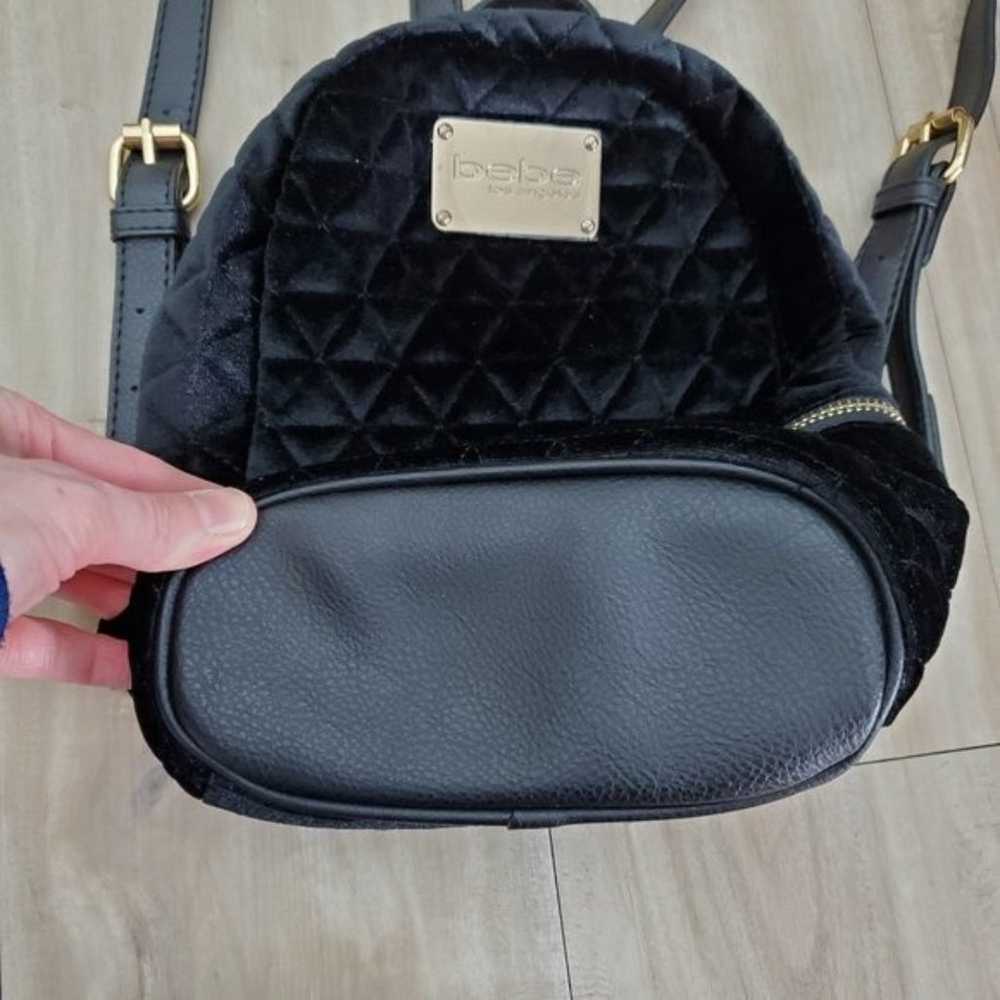 NEW Bebe Black Quilted Velvet Mini Backpack - image 6