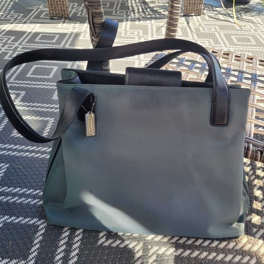 Coach #7402 Gray Nylon with Black Leather Trim To… - image 1