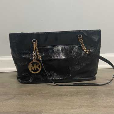 Micheal Kors Solid Black Leather Shoulder Bag - image 1