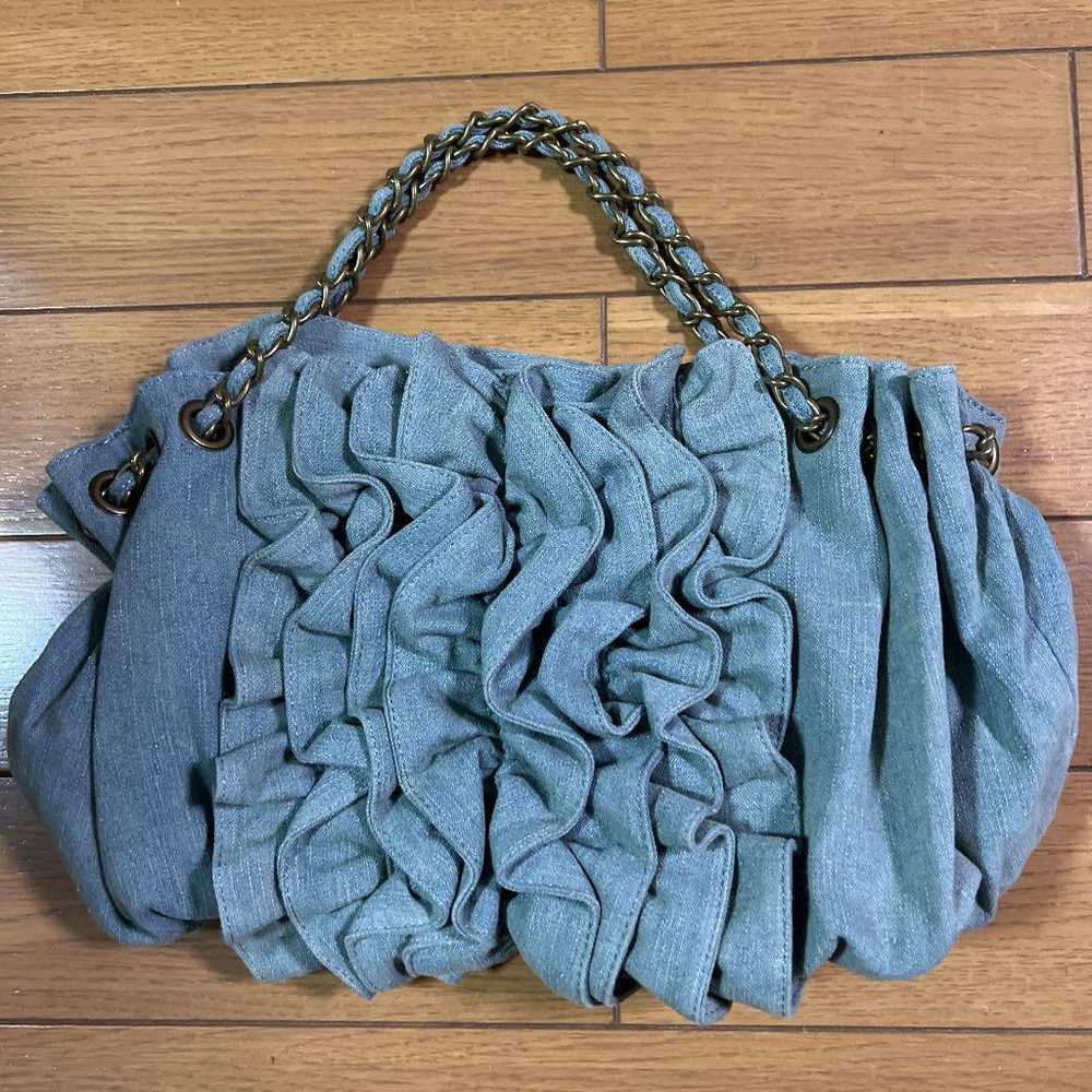 Denim frill chain handbag, new. - image 1