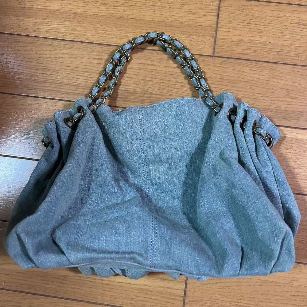 Denim frill chain handbag, new. - image 2